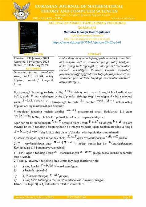 Eurasian Journal Of Mathematical And Computer Applications